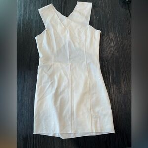 NWT Bebe White V Neck Sheath Dress Cocktail
